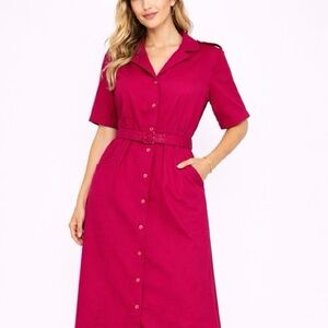 Wili California Vintage 1980’s Button-Front Belted T-shirt Dress